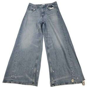 Zara Light Blue Wide Leg Flare Jeans